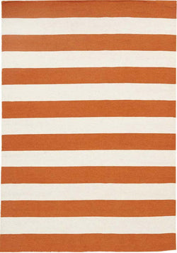 Flat Weave Stripe Orange White Rug