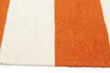 Flat Weave Stripe Orange White Rug