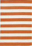 Flat Weave Stripe Orange White Rug