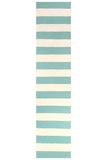 Flat Weave Stripe Light Blue White Rug