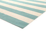 Flat Weave Stripe Light Blue White Rug