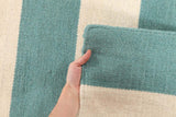 Flat Weave Stripe Light Blue White Rug