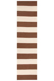 Flat Weave Stripe Light Brown White Rug