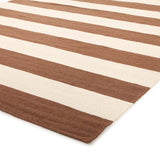 Flat Weave Stripe Light Brown White Rug