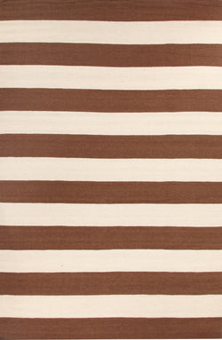 Flat Weave Stripe Light Brown White Rug