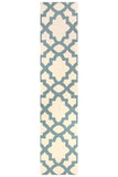 Flat Weave Trellis Design Light Blue White Rug