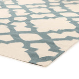 Flat Weave Trellis Design Light Blue White Rug