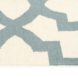 Flat Weave Trellis Design Light Blue White Rug