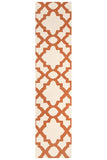 Flat Weave Trellis Design Orange White Rug