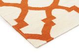 Flat Weave Trellis Design Orange White Rug