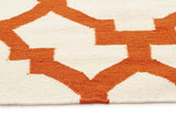 Flat Weave Trellis Design Orange White Rug