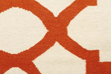 Flat Weave Trellis Design Orange White Rug