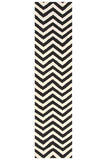 Flat Weave Chevron Design Rug Black White