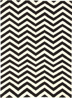 Flat Weave Chevron Design Rug Black White