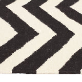 Flat Weave Chevron Design Rug Black White