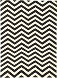 Flat Weave Chevron Design Rug Black White