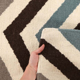 Flat Weave Chevron Design Rug Blue Brown