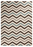 Flat Weave Chevron Design Rug Blue Brown