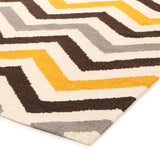 Flat Weave Design Rug Yellow Brown