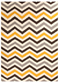 Flat Weave Design Rug Yellow Brown