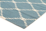 Flat Weave Stitch Design Rug Blue