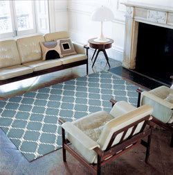 Flat Weave Stitch Design Rug Blue