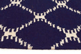 Flat Weave Stitch Design Rug Navy