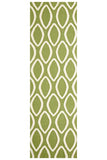 Flat Weave Oval Print Rug Green