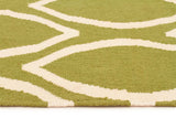 Flat Weave Oval Print Rug Green