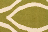 Flat Weave Oval Print Rug Green