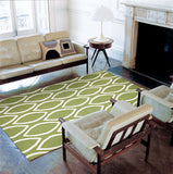 Flat Weave Oval Print Rug Green