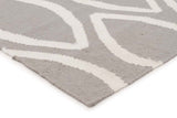 Flat Weave Oval Print Rug Grey