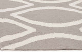 Flat Weave Oval Print Rug Grey