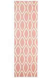 Flat Weave Oval Print Rug Pink