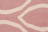 Flat Weave Oval Print Rug Pink