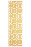 Flat Weave Oval Print Rug Yellow