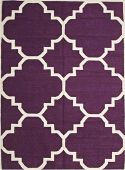 Flat Weave Large Moroccan Design Rug Aubergine