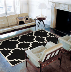 Flat Weave Large Moroccan Design Rug Black