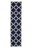 Flat Weave Large Moroccan Design Rug Navy