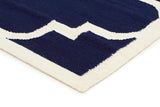 Flat Weave Large Moroccan Design Rug Navy