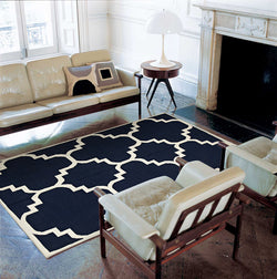 Flat Weave Large Moroccan Design Rug Navy