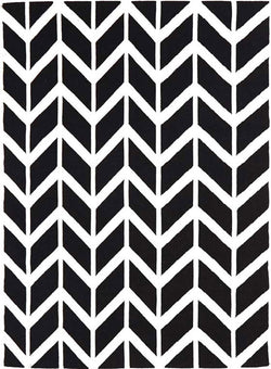 Chevron Flat Weave Rug Black