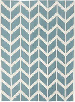 Chevron Flat Weave Rug Blue