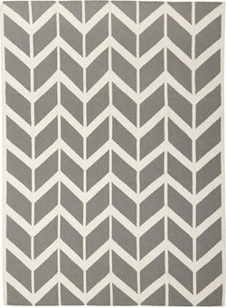 Chevron Flat Weave Rug Grey