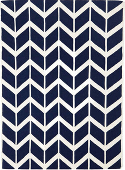 Chevron Flat Weave Rug Navy