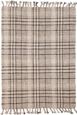 Striped Cotton Wool Flat woven Grey Rug