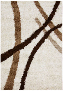 New Modern Shag Rug Ivory, Beige, Brown