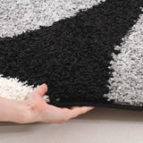 Modern Shag Rug Hoops Black Grey