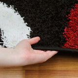 Modern Shag Rug Hoops Black Red White