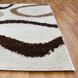 Modern Shag Rug Hoops Ivory, Beige, Brown